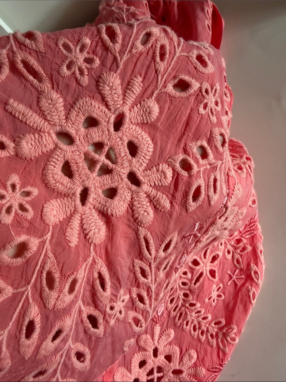Johnny Was Malfi Eyelet Guava Coral Pink Embroidered Boho Dress Size M View 5